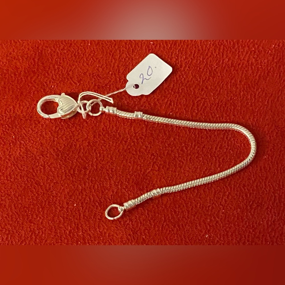 NEW #6 Silver plated HEART snake chain bracelet